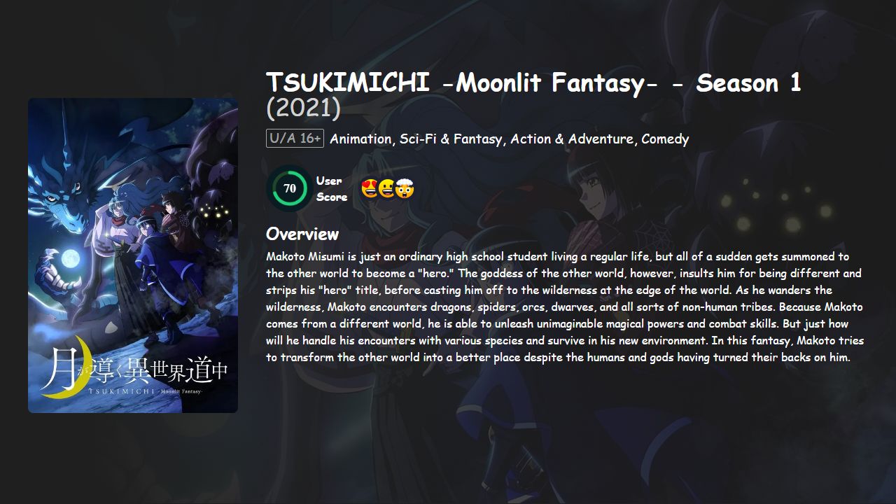 TSUKIMICHI -Moonlit Fantasy- Season 1 Hindi-Telugu-Tamil-English-Japanese Dubbed