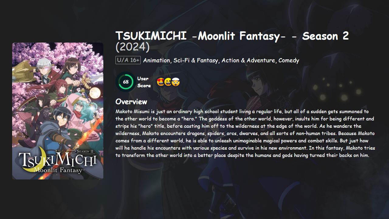 TSUKIMICHI -Moonlit Fantasy- Season 2 Hindi-Telugu-Tamil-English-Japanese Dubbed