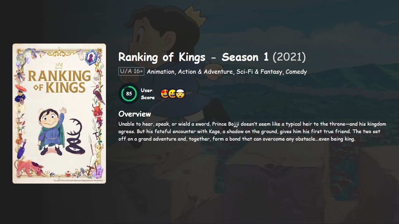 Ranking of Kings Season 1 Hindi-English-Japanese Dubbed