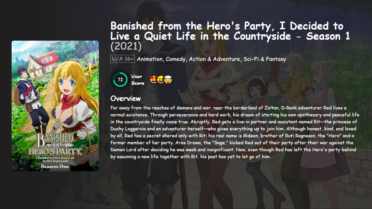 Banished from the Hero’s Party, I Decided to Live a Quiet Life in the Countryside Season 1 Hindi-Telugu-Tamil-English-Japanese Dubbed