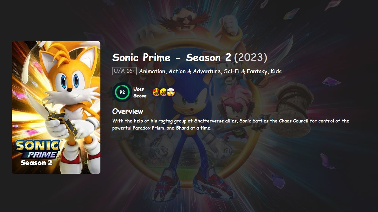 Sonic Prime Season 2 Hindi-English Dubbed