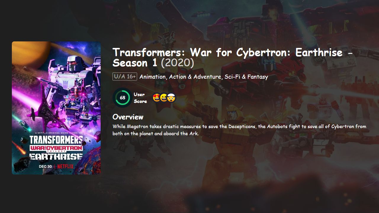 Transformers: War for Cybertron: Earthrise Season 1 Hindi-English Dubbed