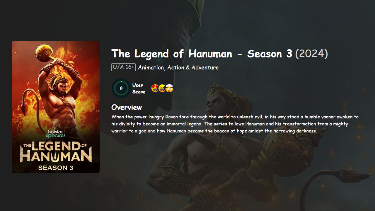 The Legend of Hanuman Season 3 Hindi-Telugu-Tamil-Bengali-Kannada-Malayalam-Marathi Dubbed
