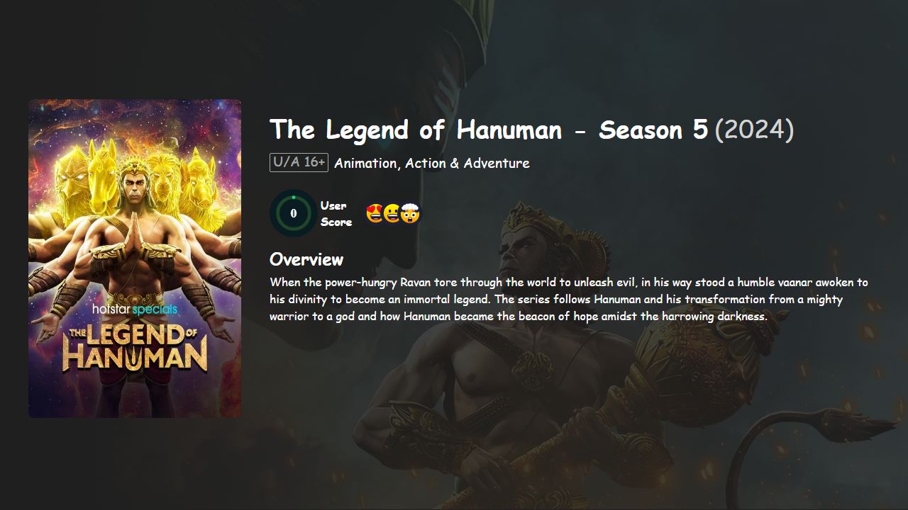 The Legend of Hanuman Season 5 Hindi-Telugu-Tamil-Bengali-Kannada-Malayalam-Marathi Dubbed