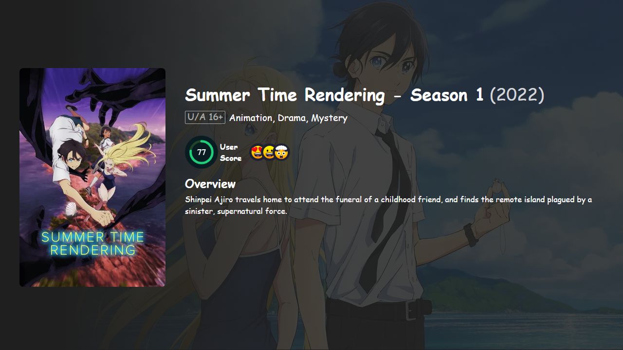 Summer Time Rendering Season 1 Hindi-Japanese Dubbed