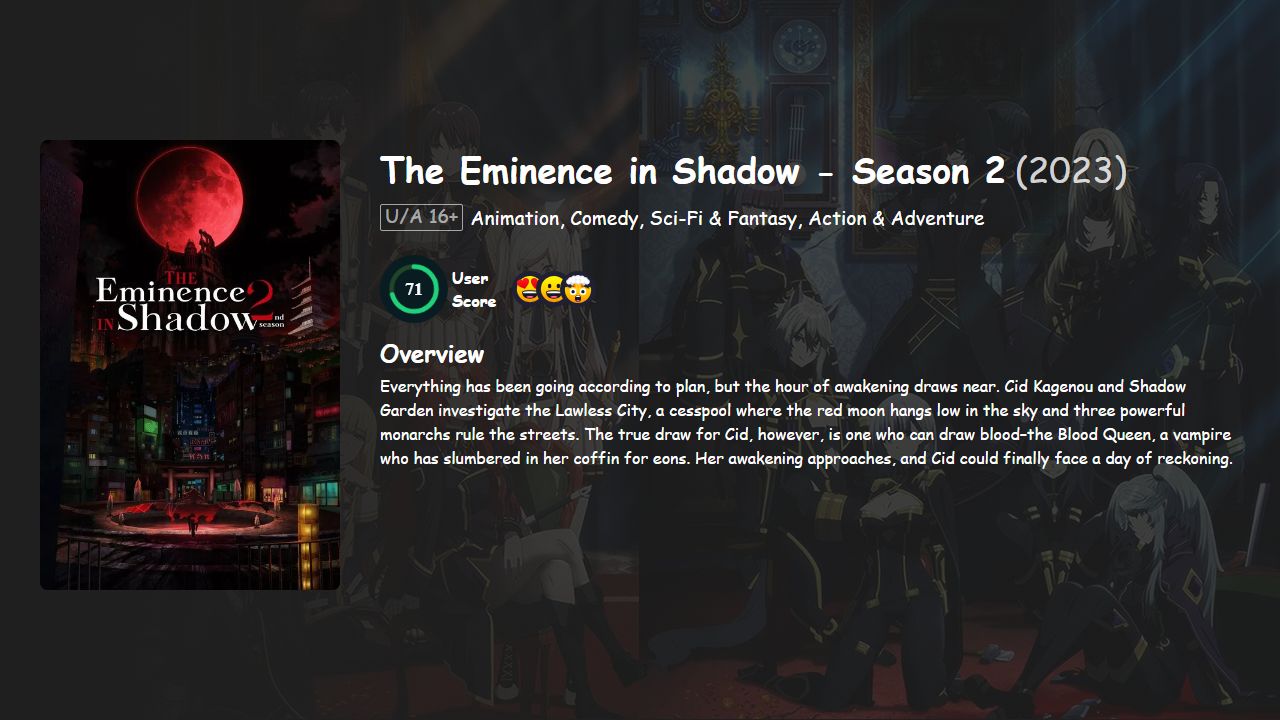 The Eminence in Shadow Season 2 English-Japanese Dubbed