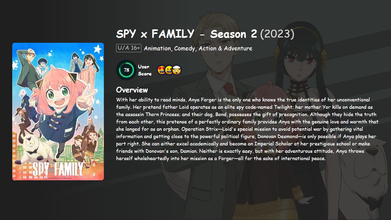 SPY x FAMILY Season 2 Hindi-English-Japanese Dubbed