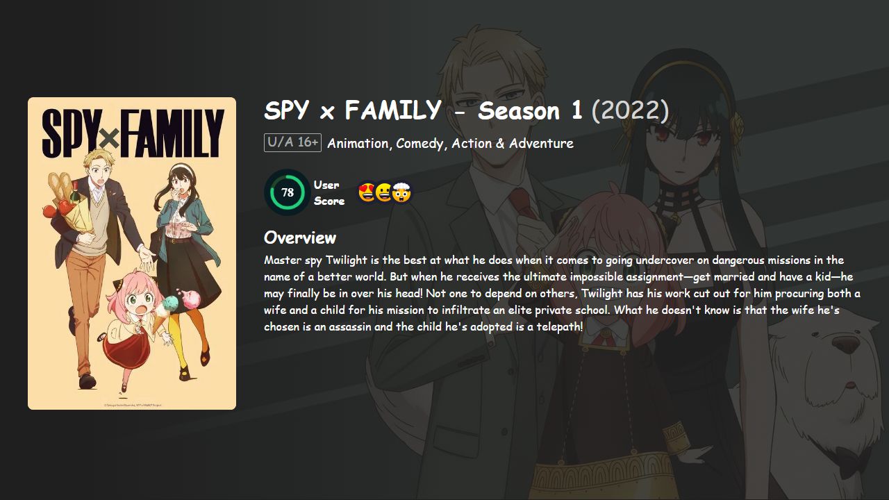 SPY x FAMILY Season 1 Hindi-Telugu-Tamil-English-Japanese Dubbed