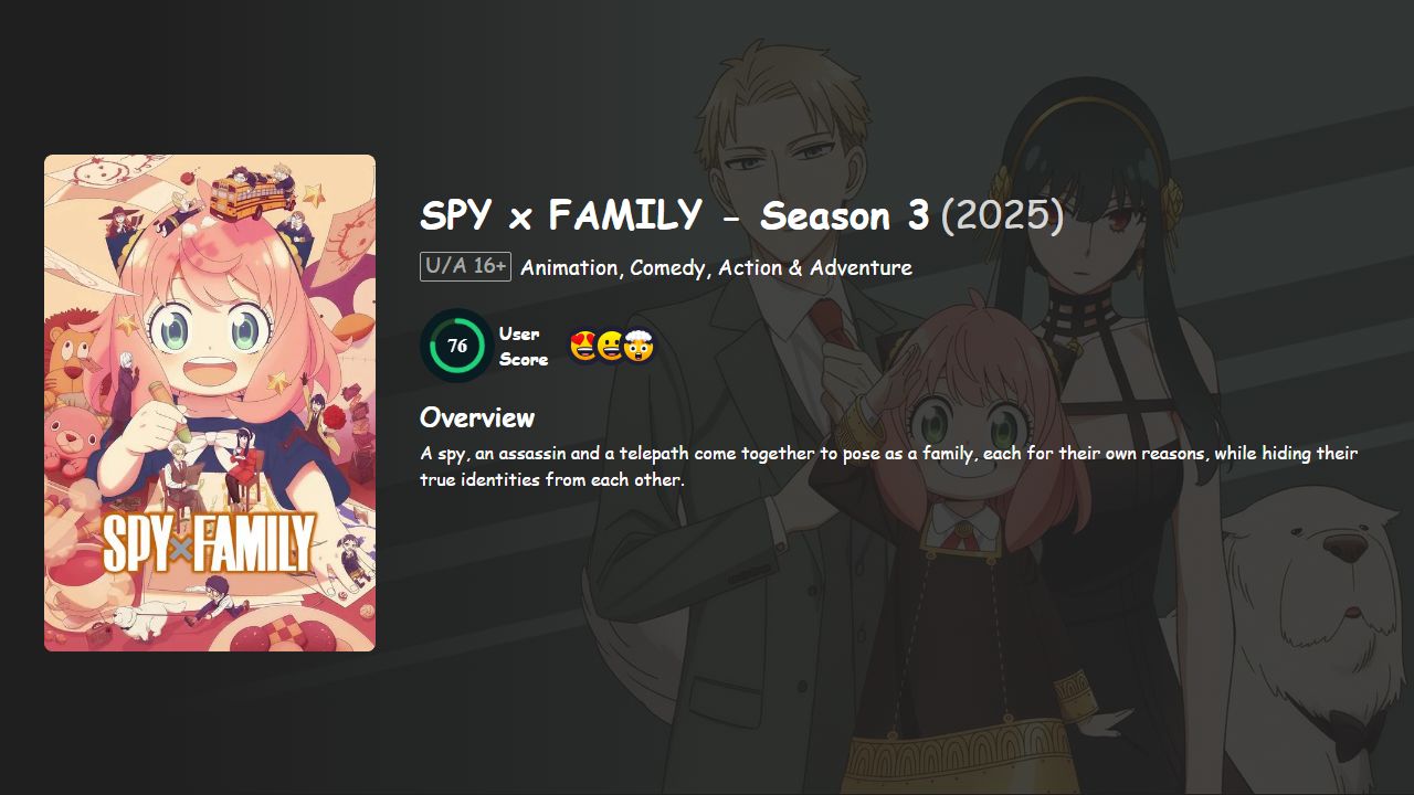 SPY x FAMILY Season 3 Hindi-English-Japanese Dubbed