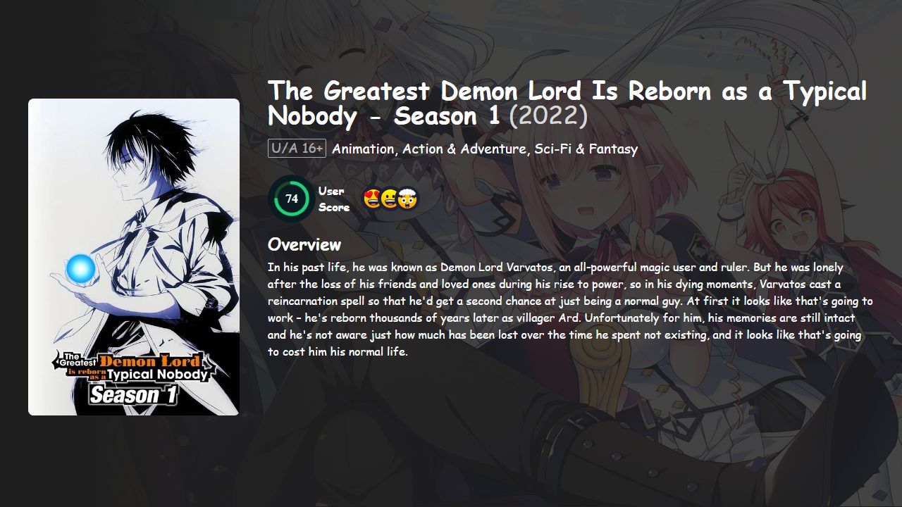 The Greatest Demon Lord Is Reborn as a Typical Nobody Season 1 English-Japanese Dubbed