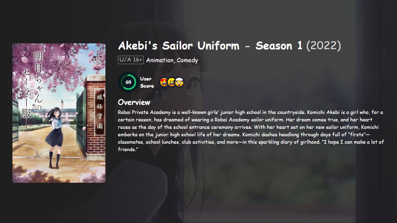 Akebi’s Sailor Uniform Season 1 Hindi-Telugu-Tamil-English-Japanese Dubbed