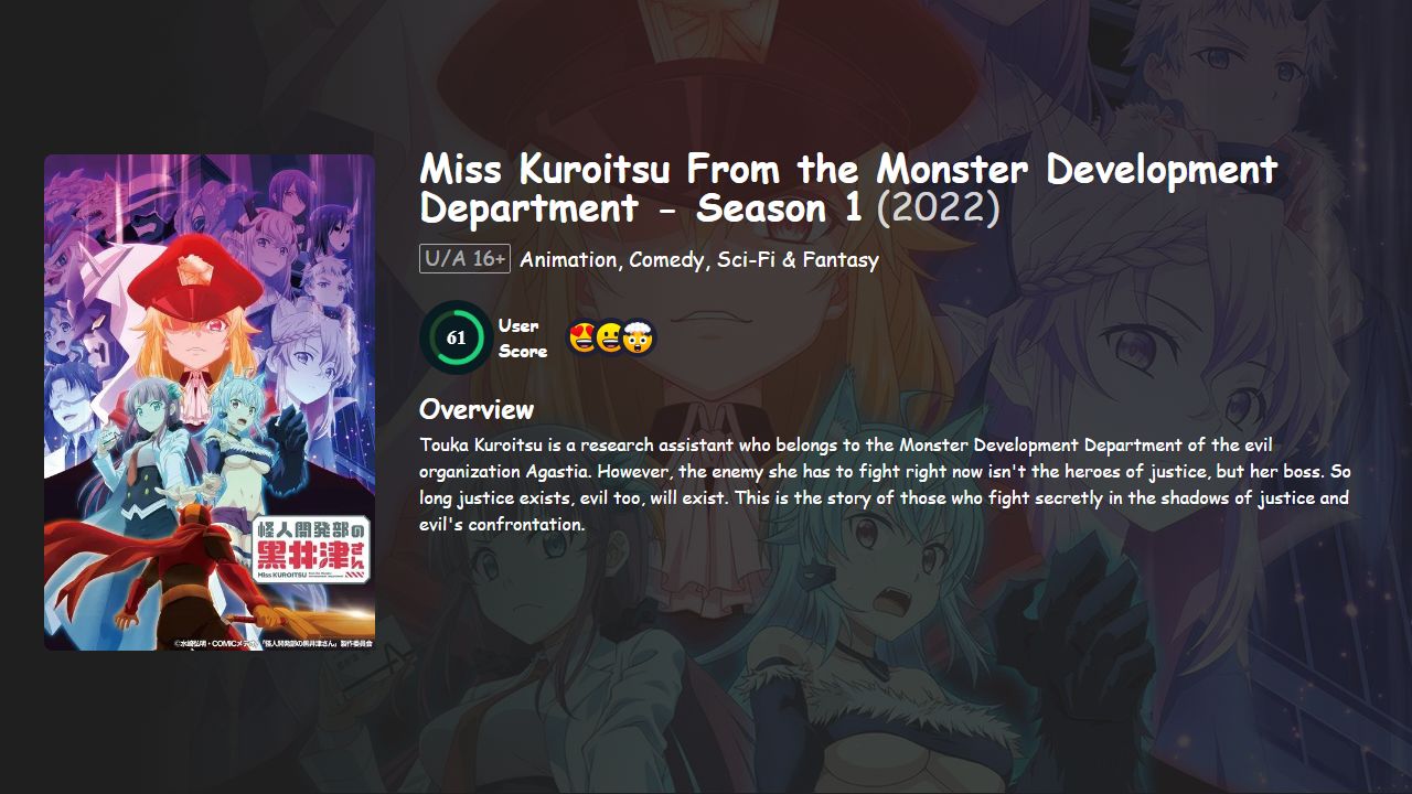 Miss Kuroitsu From the Monster Development Department Season 1 Hindi-English-Japanese Dubbed