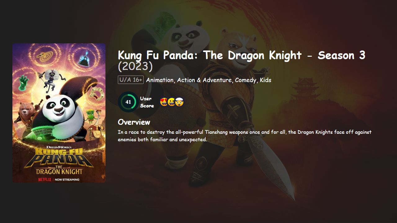 Kung Fu Panda: The Dragon Knight Season 3 Hindi-English Dubbed