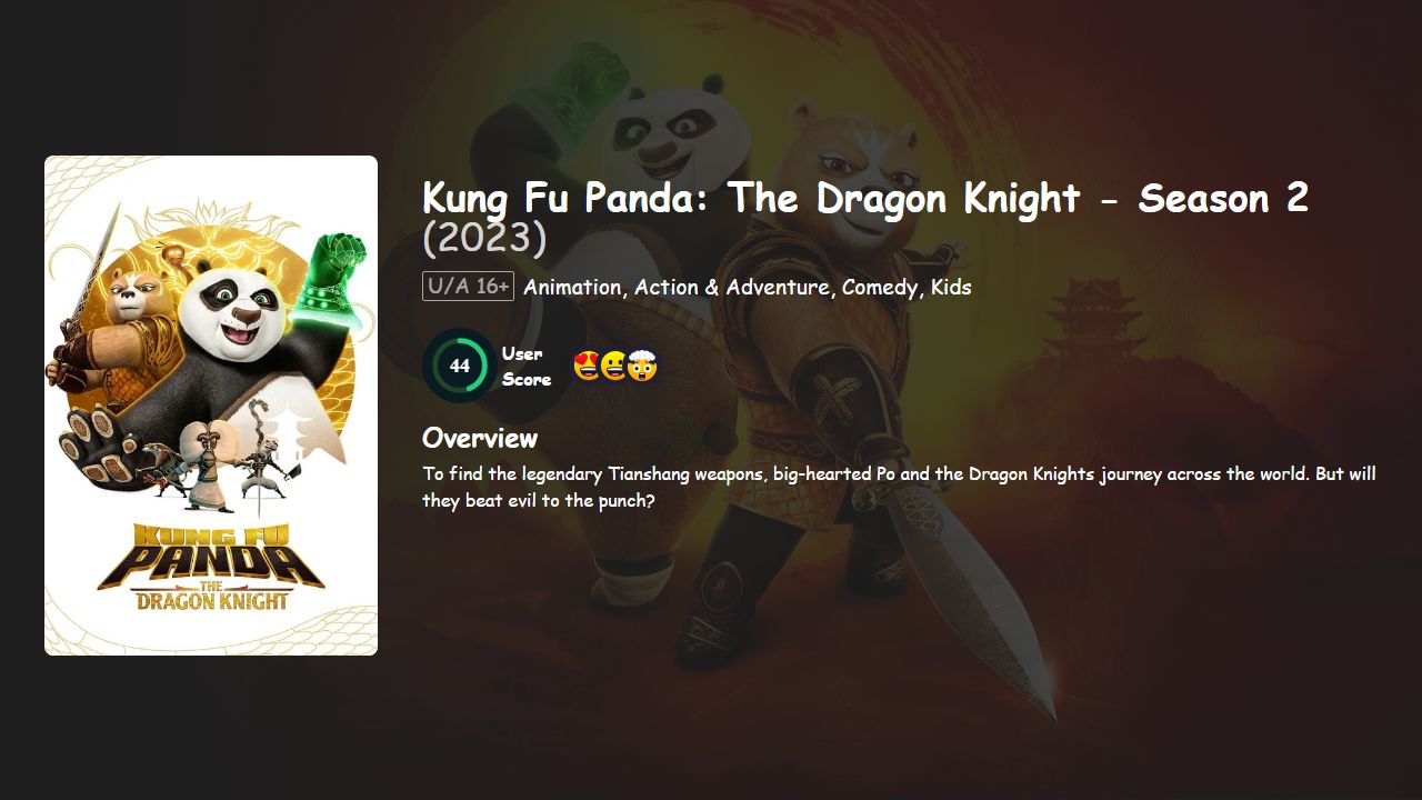 Kung Fu Panda: The Dragon Knight Season 2 Hindi-English Dubbed