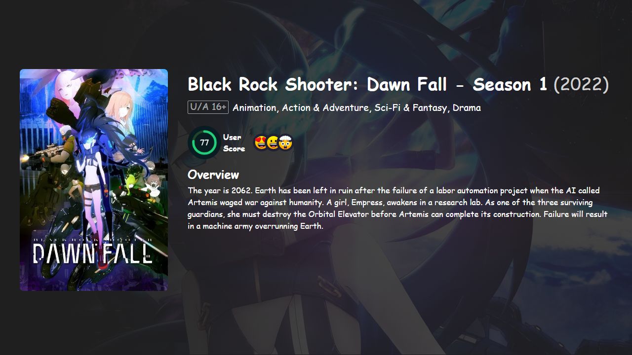 Black Rock Shooter: Dawn Fall Season 1 Hindi-Japanese Dubbed