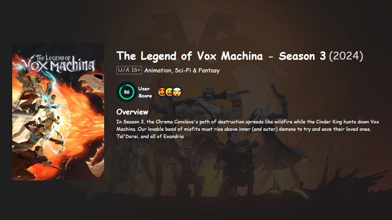 The Legend of Vox Machina Season 3 Hindi-English Dubbed