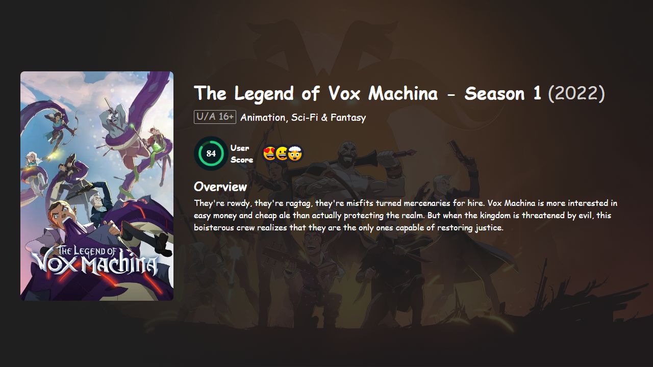 The Legend of Vox Machina Season 1 Hindi-English Dubbed