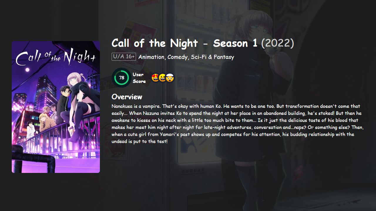 Call of the Night Season 1 Hindi-English-Japanese Dubbed