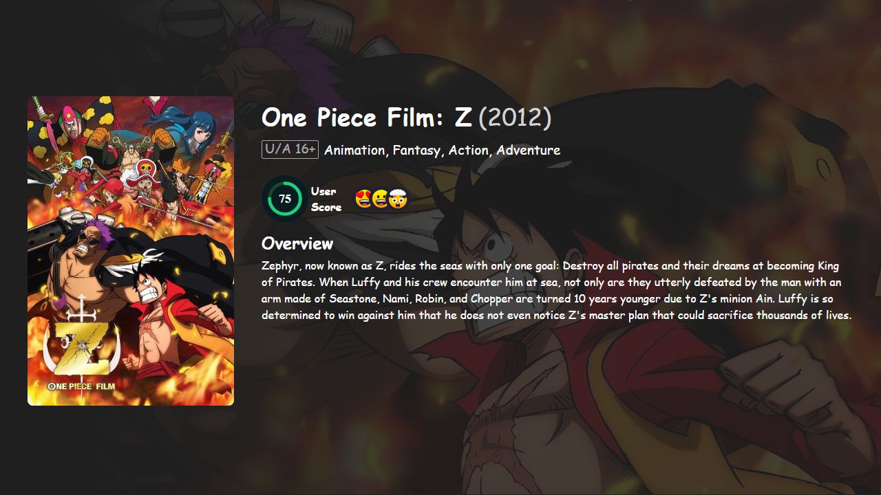 One Piece Film: Z (2012) English Dubbed