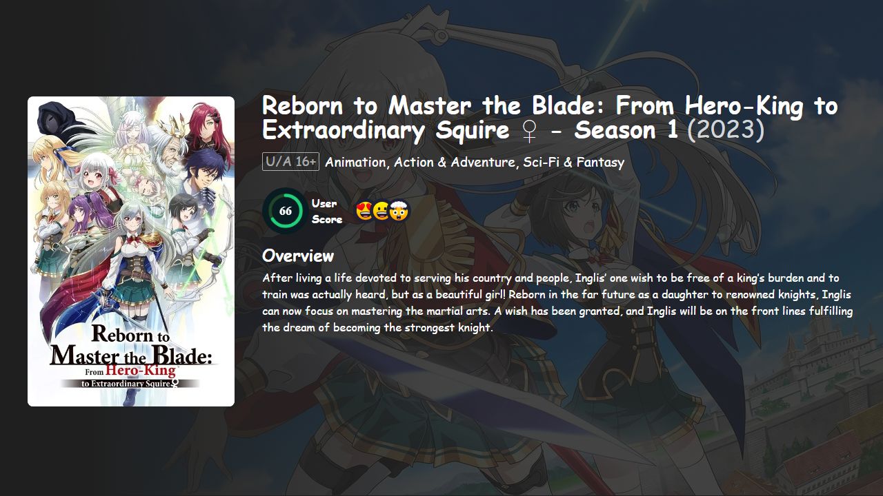 Reborn to Master the Blade: From Hero-King to Extraordinary Squire ♀ Season 1 Hindi-Japanese Dubbed