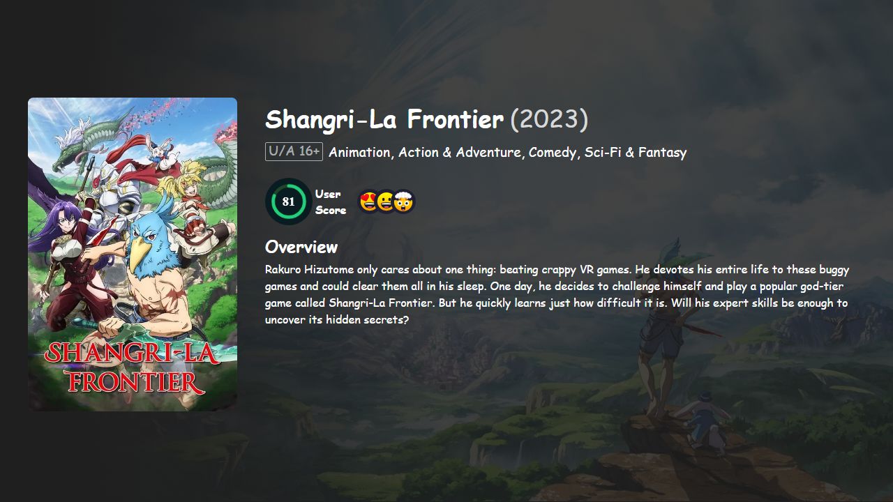 Shangri-La Frontier Season 2 Hindi-Telugu-Tamil-English-Japanese Dubbed