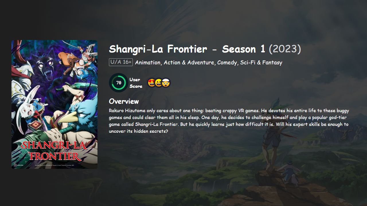 Shangri-La Frontier Season 1 Hindi-Telugu-Tamil-English-Japanese Dubbed
