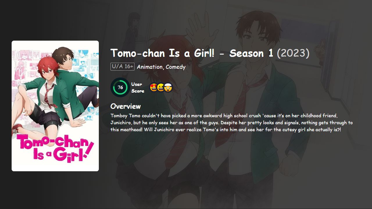 Tomo-chan Is a Girl! Season 1 Hindi-Telugu-Tamil-English-Japanese Dubbed