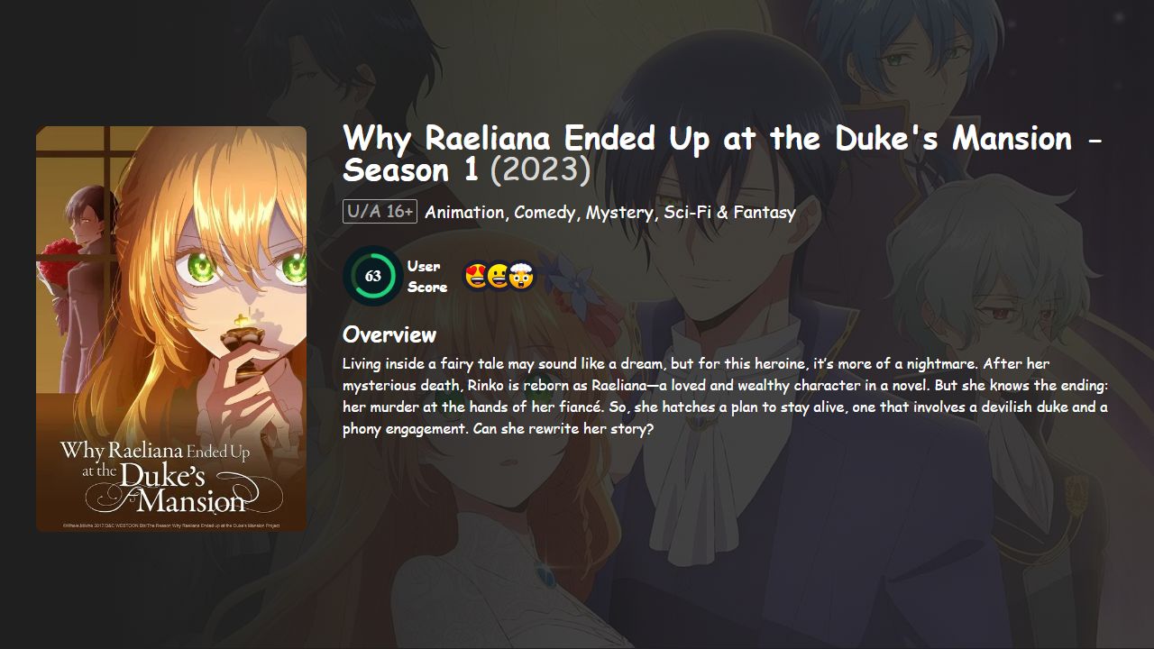 Why Raeliana Ended Up at the Duke’s Mansion Season 1 Hindi-English-Japanese Dubbed