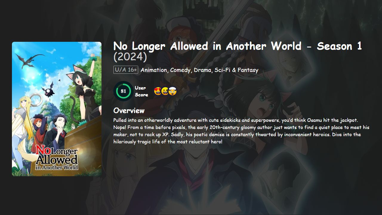 No Longer Allowed in Another World Season 1 Hindi-Telugu-Tamil-English-Japanese Dubbed