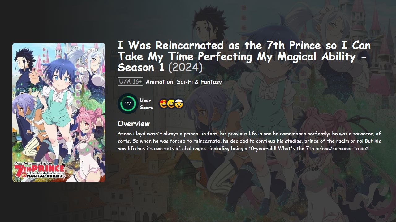 I Was Reincarnated as the 7th Prince So I Can Take My Time Perfecting My Magical Ability Season 1 Hindi-English-Japanese Dubbed