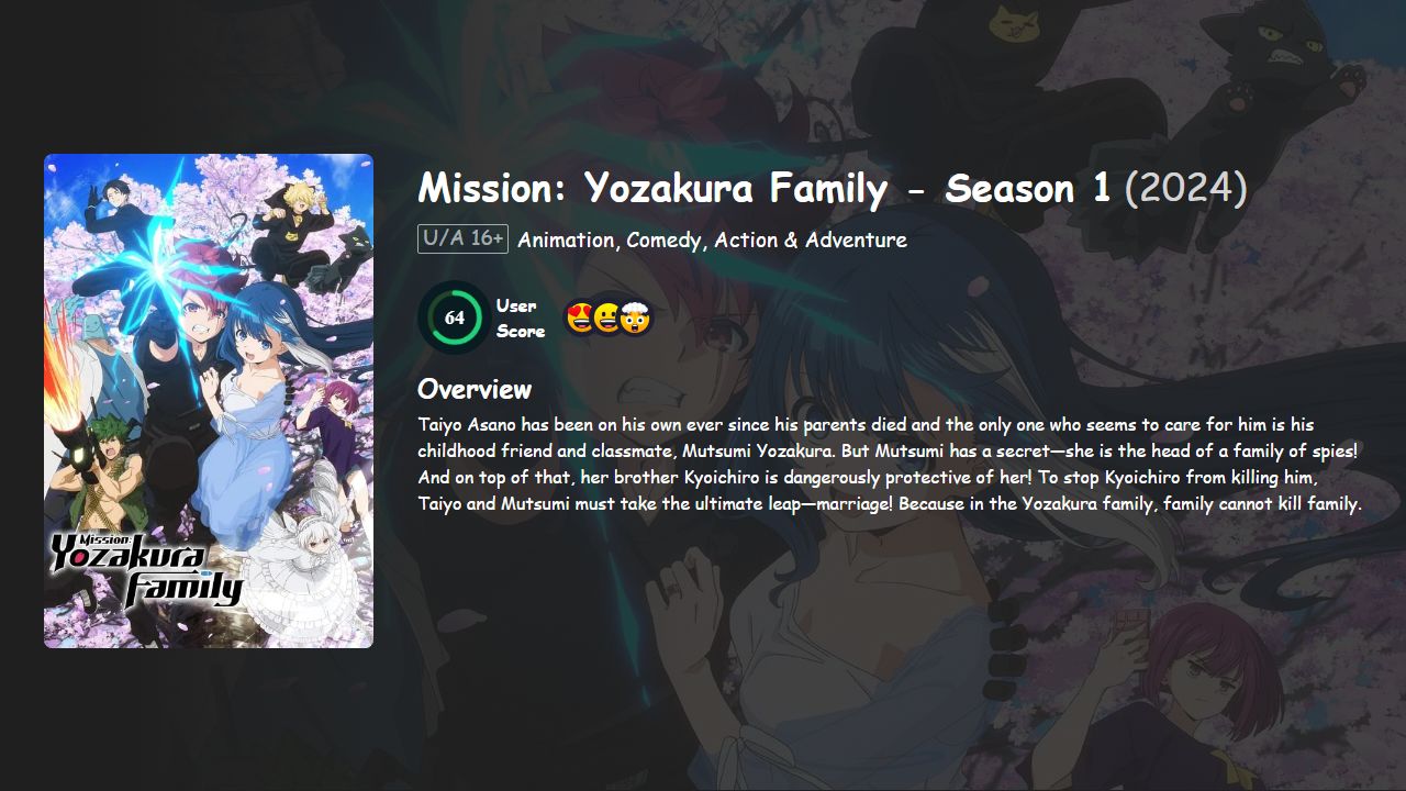 Mission: Yozakura Family Season 1 English-Japanese Dubbed