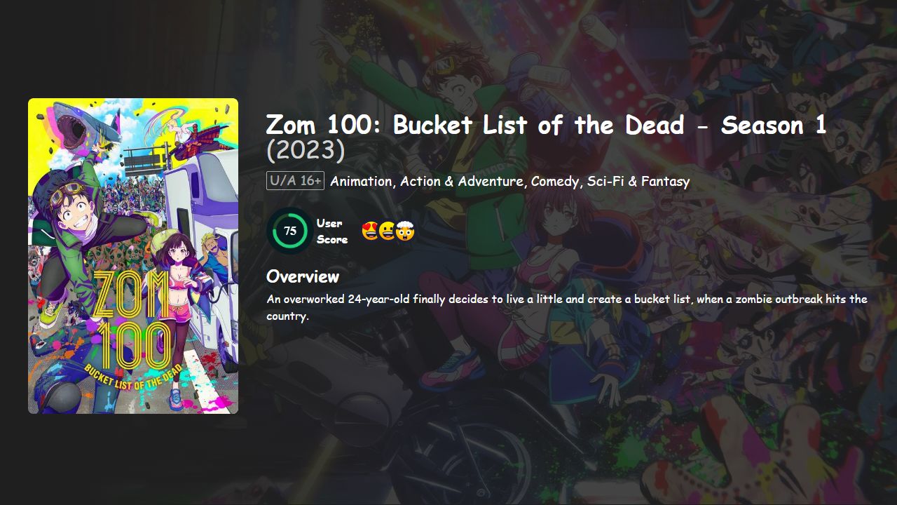 Zom 100: Bucket List of the Dead Season 1 Hindi-Telugu-Tamil-English-Japanese Dubbed