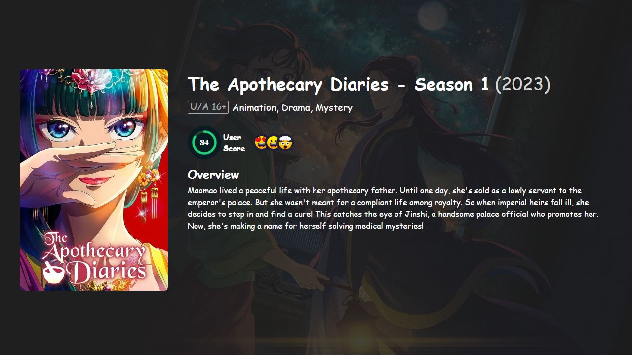 The Apothecary Diaries Season 1 Hindi-Telugu-Tamil-English-Japanese Dubbed