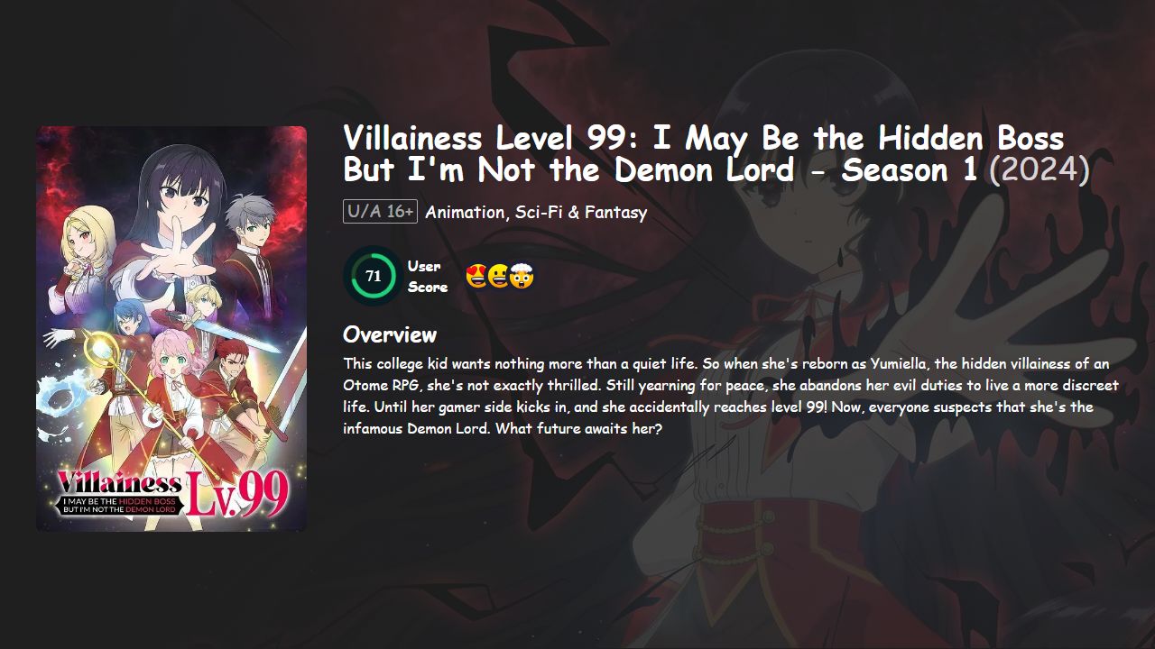 Villainess Level 99: I May Be the Hidden Boss But I’m Not the Demon Lord Season 1 Hindi-Japanese Dubbed