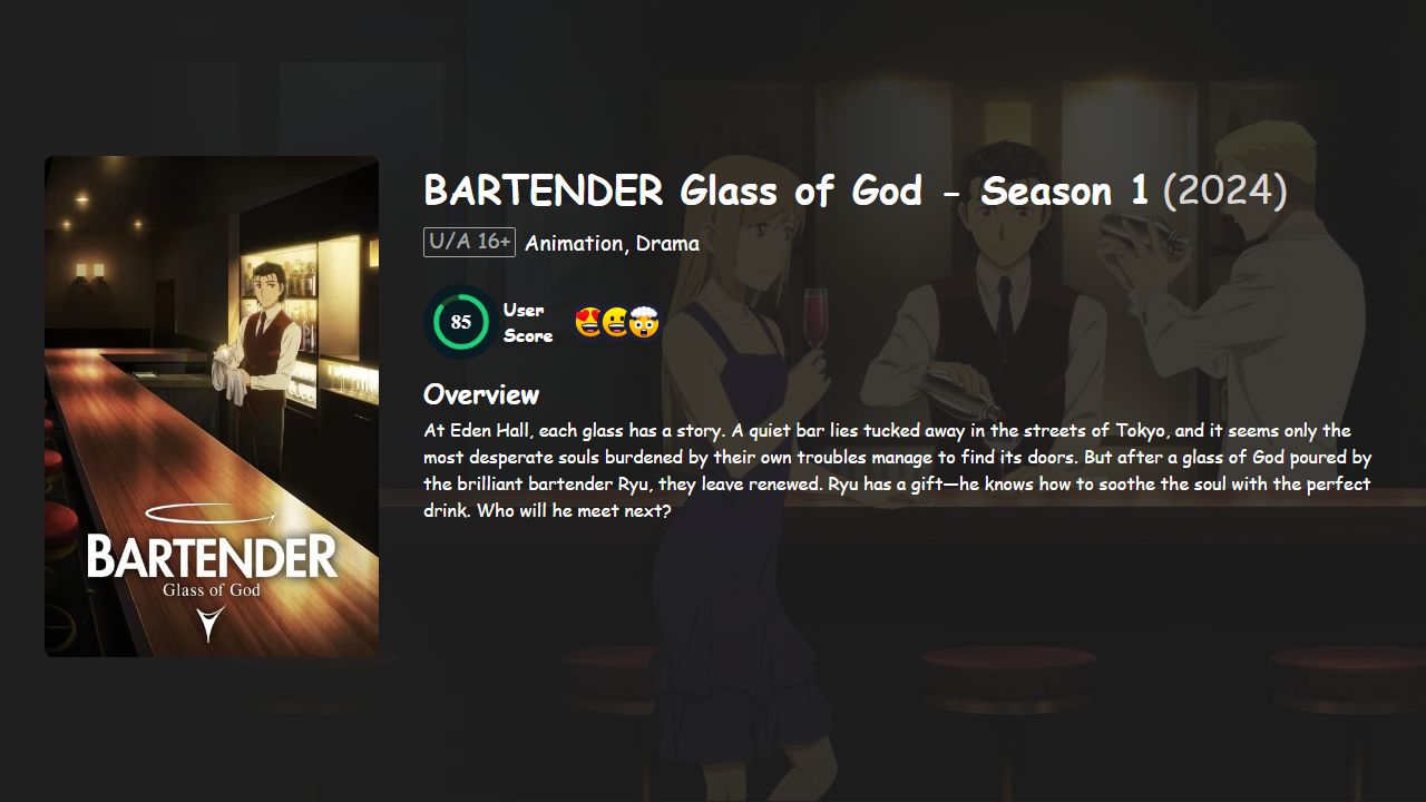 BARTENDER Glass of God Season 1 Hindi-Japanese Dubbed