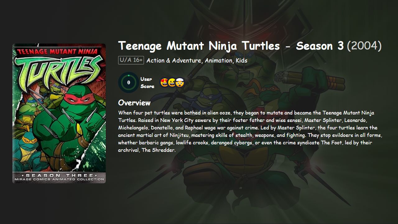 Teenage Mutant Ninja Turtles Season 3 Hindi-English Dubbed