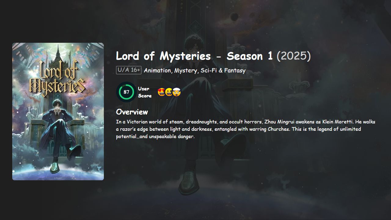 Lord of the Mysteries Season 1 Hindi-Chinese Dubbed
