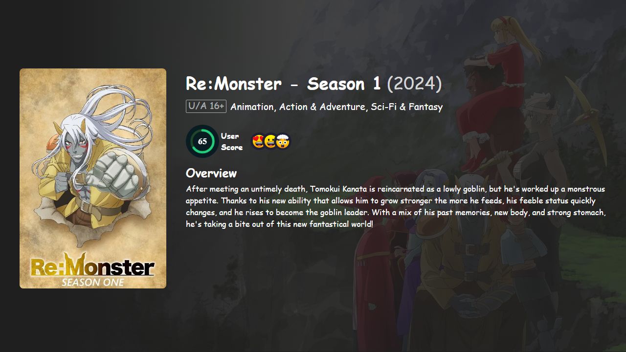 Re:Monster Season 1 Hindi-Telugu-Tamil-English-Japanese Dubbed