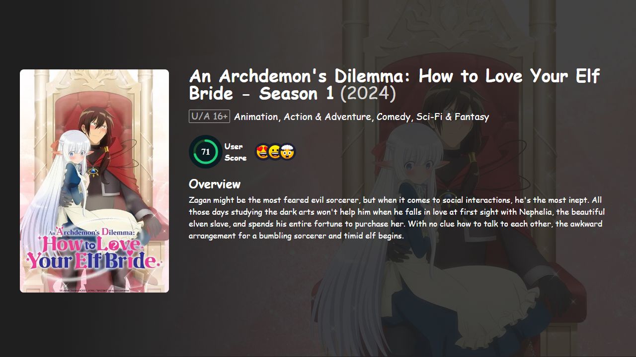 An Archdemon’s Dilemma: How to Love Your Elf Bride Season 1 Hindi-Telugu-Tamil-English-Japanese Dubbed
