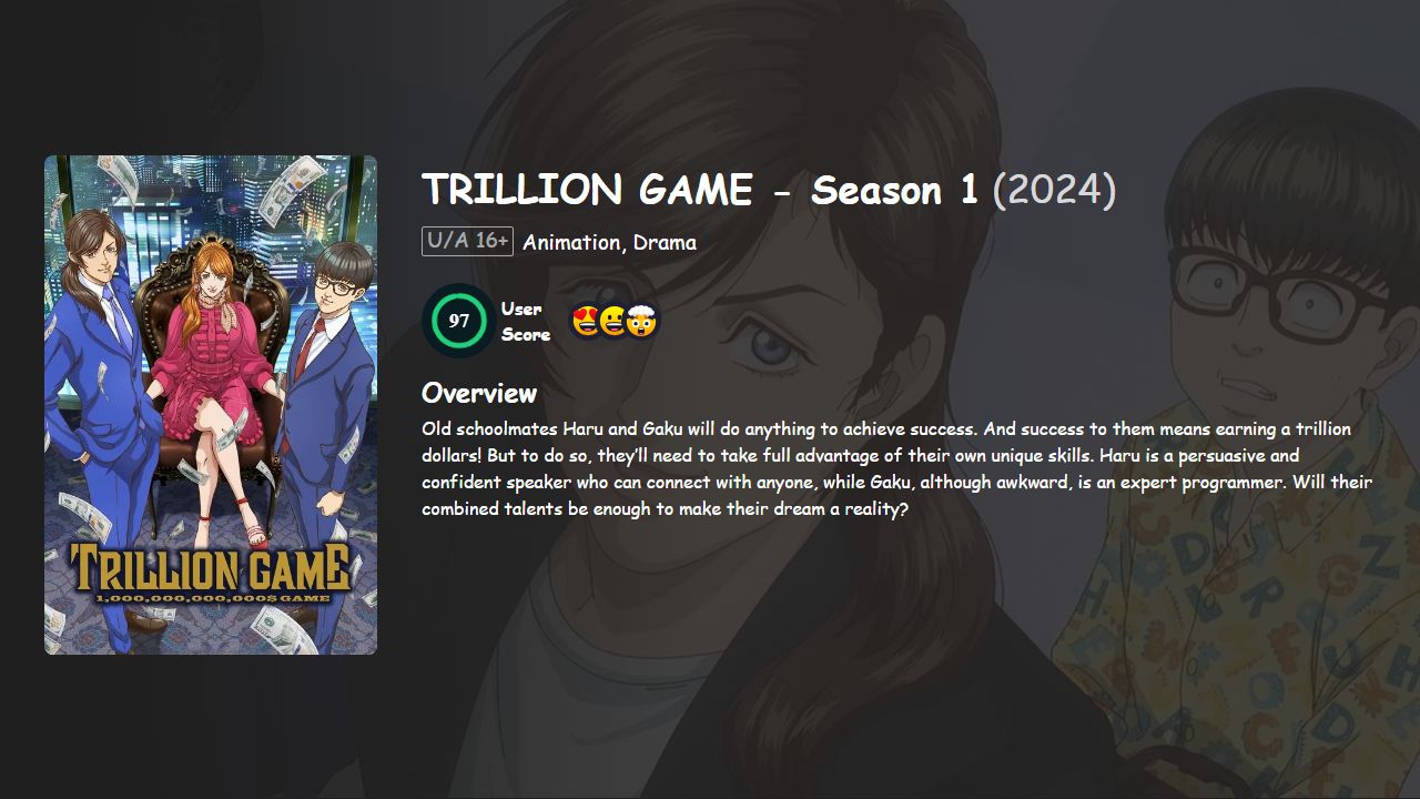 TRILLION GAME Season 1 Hindi-Telugu-Tamil-English-Japanese Dubbed