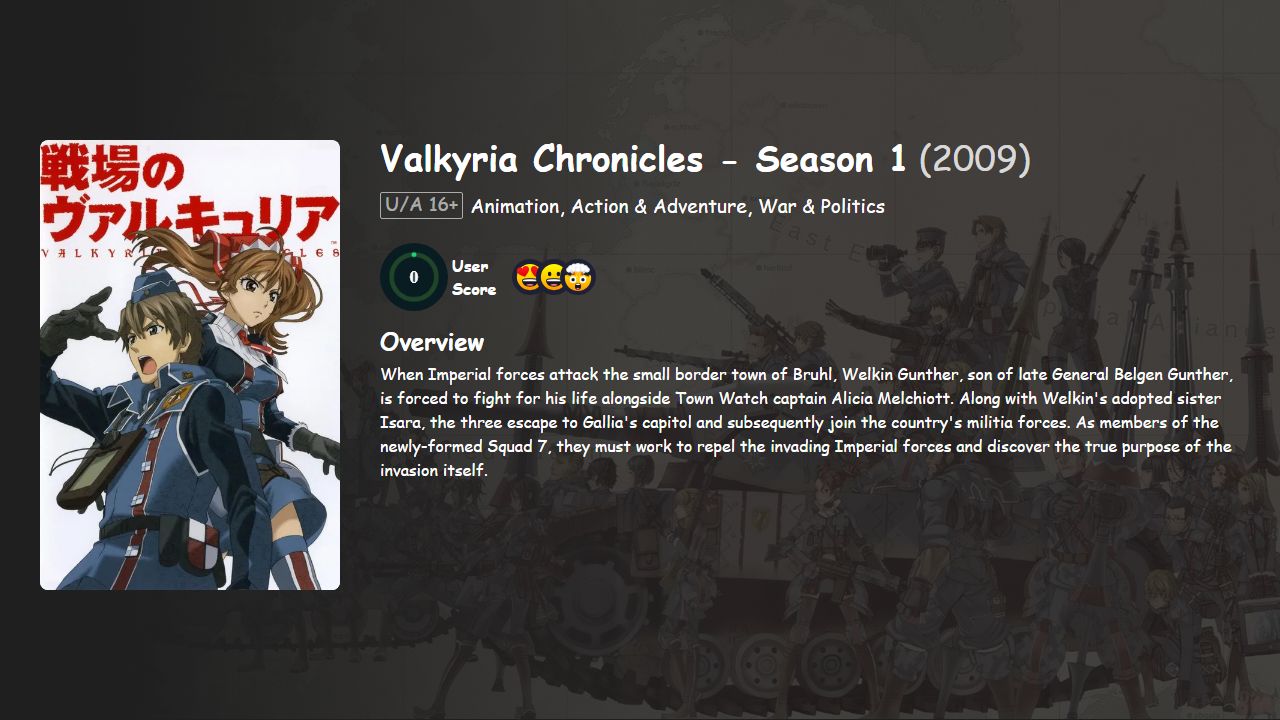 Valkyria Chronicles Season 1 Hindi-Japanese Dubbed