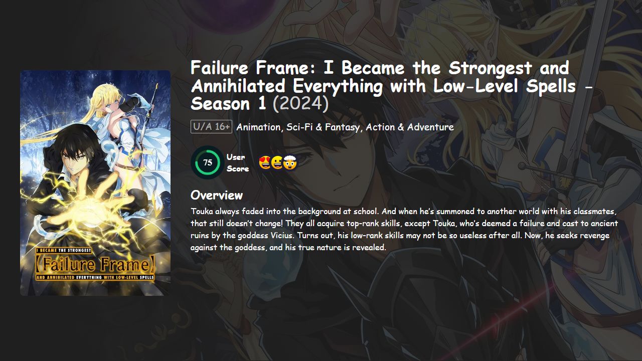 Failure Frame: I Became the Strongest and Annihilated Everything with Low-Level Spells Season 1 English-Japanese Dubbed