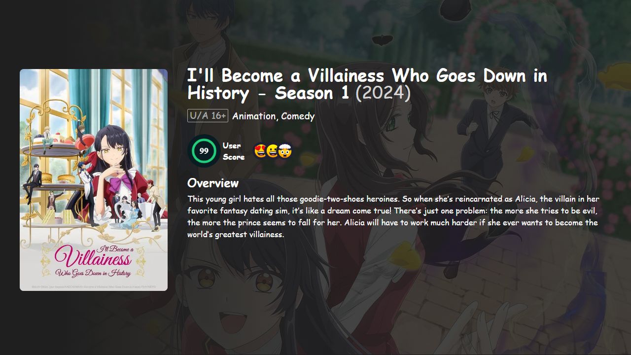 I’ll Become a Villainess Who Goes Down in History Season 1 Hindi-Telugu-Tamil-English-Japanese Dubbed