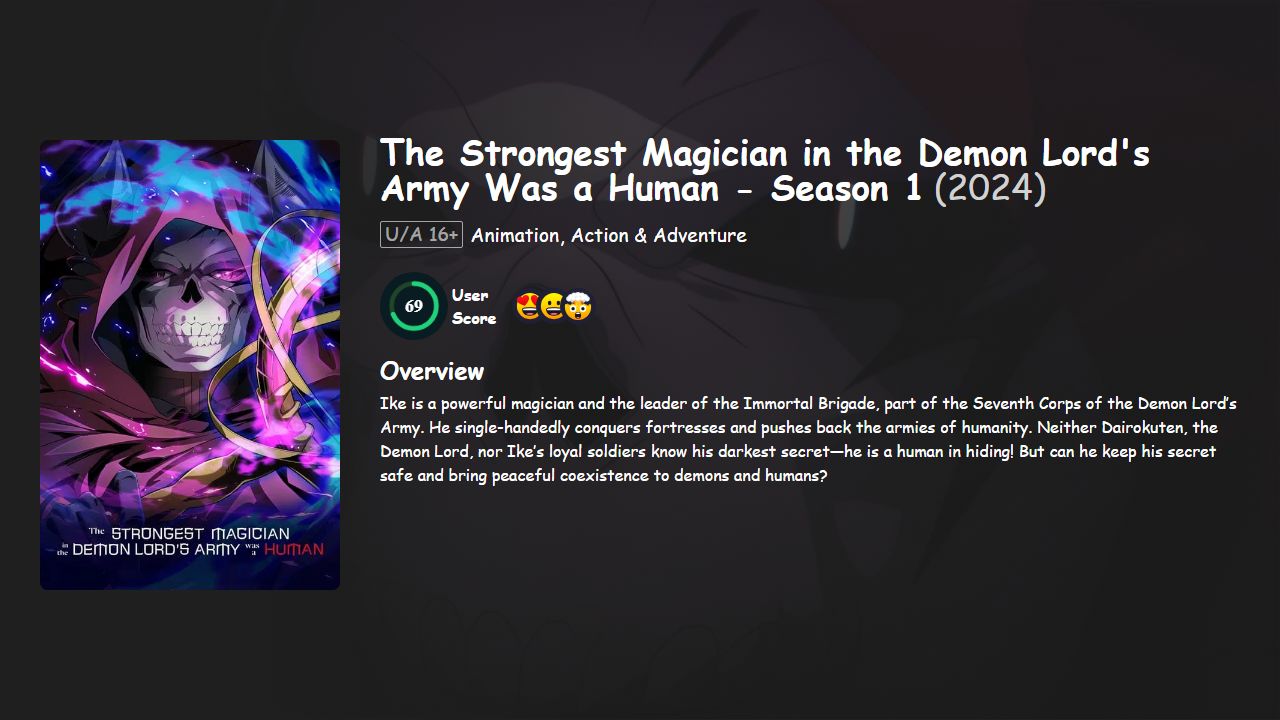 The Strongest Magician in the Demon Lord’s Army Was a Human Season 1 Hindi-Telugu-Tamil-Japanese Dubbed