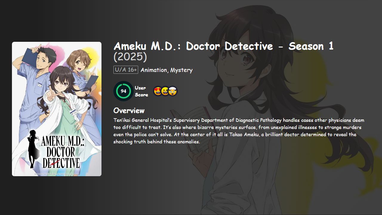 Ameku M.D.: Doctor Detective Season 1 Hindi-English-Japanese Dubbed