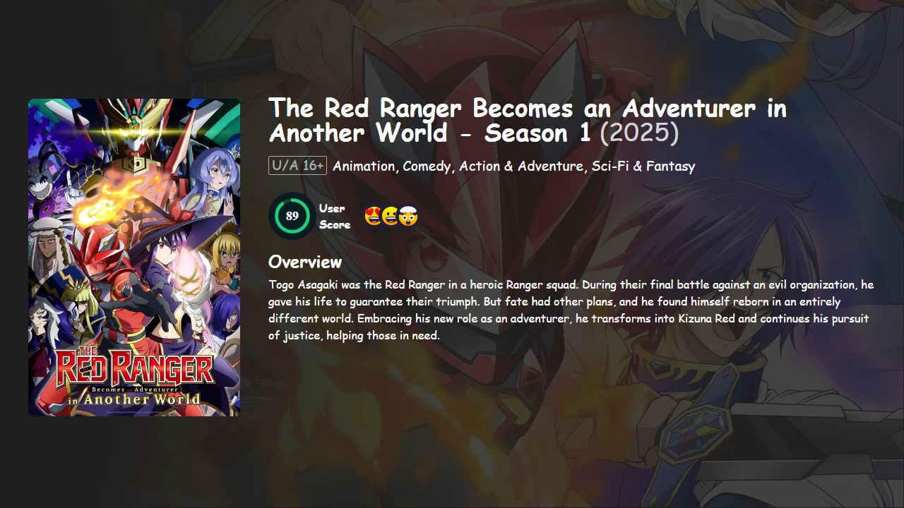 The Red Ranger Becomes an Adventurer in Another World Season 1 Hindi-English-Japanese Dubbed