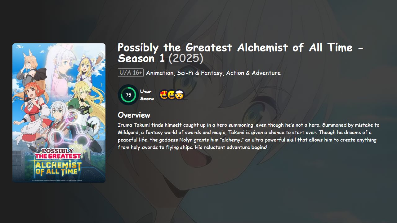 Possibly the Greatest Alchemist of All Time Season 1 Hindi-Telugu-Tamil-English-Japanese Dubbed