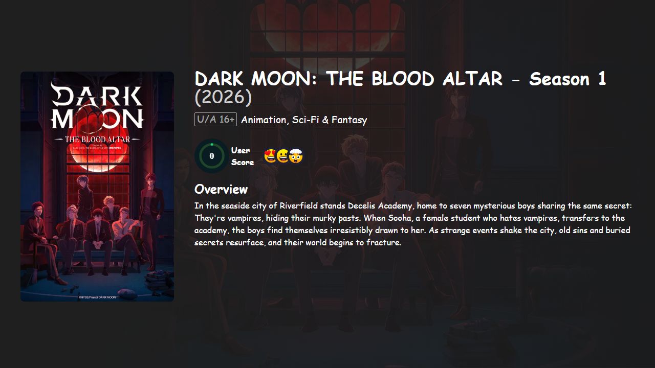 DARK MOON: THE BLOOD ALTAR Season 1 Hindi-Telugu-Tamil-English-Japanese Dubbed