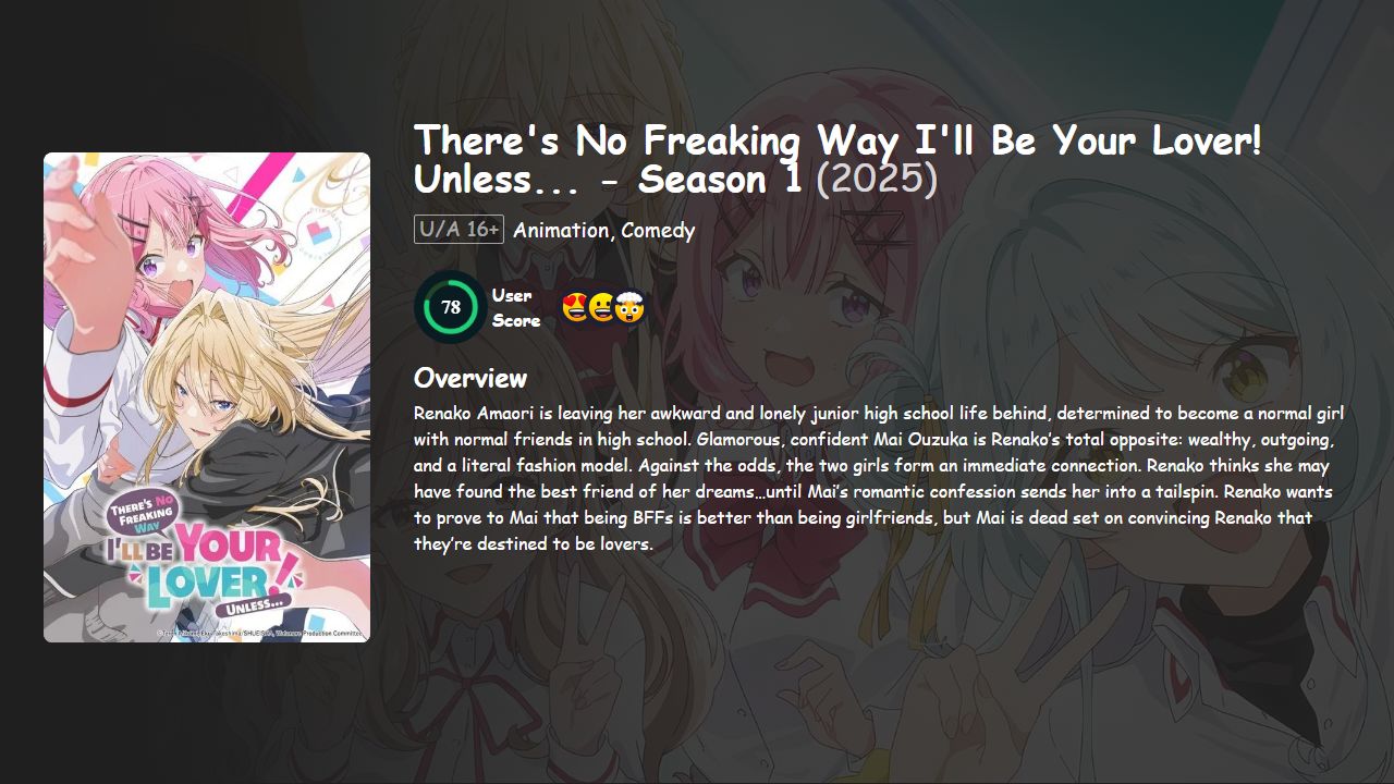 There’s No Freaking Way I’ll Be Your Lover! Unless… Season 1 Japanese Dubbed
