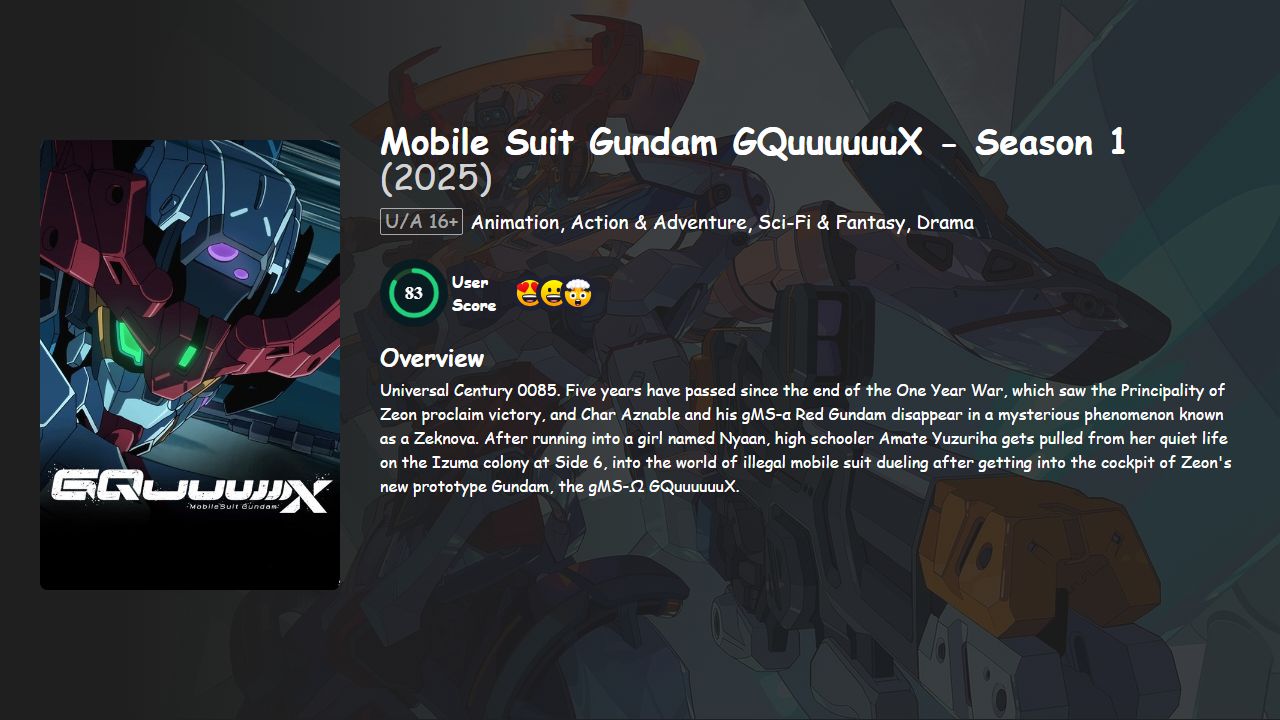 Mobile Suit Gundam GQuuuuuuX Season 1 Hindi-English-Japanese Dubbed